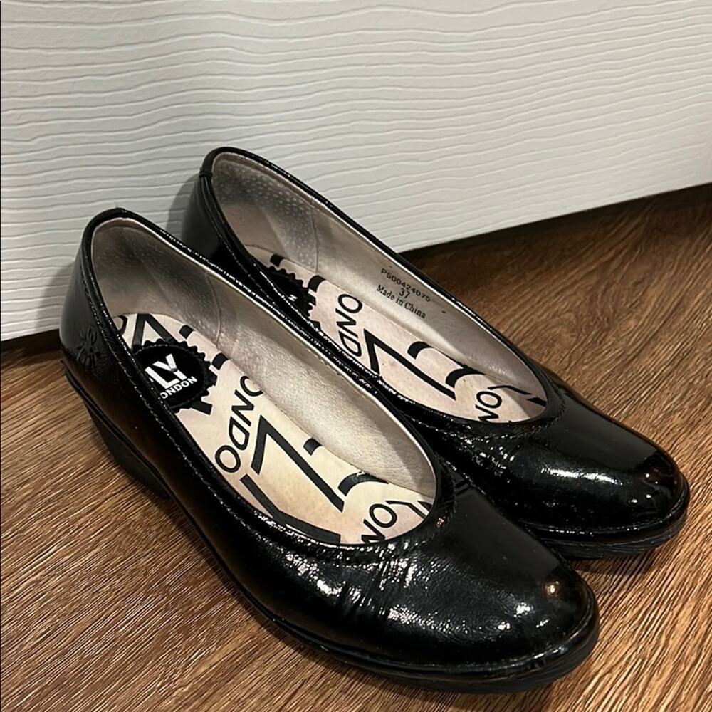 Fly London Shiny Black Loafers